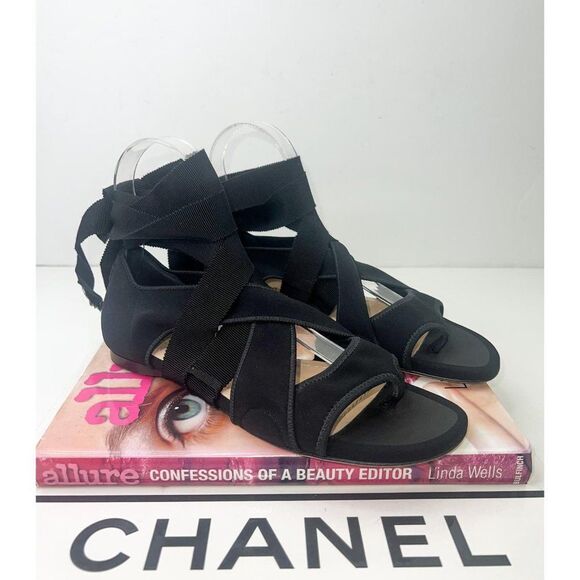 Rare NEW CHRISTIAN DIOR RUNWAY New York Black Strappy Flat Sandals Size … - Picture 5 of 15